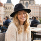 Classic Wide Brim Felt Fedora Hat with Grosgrain Band