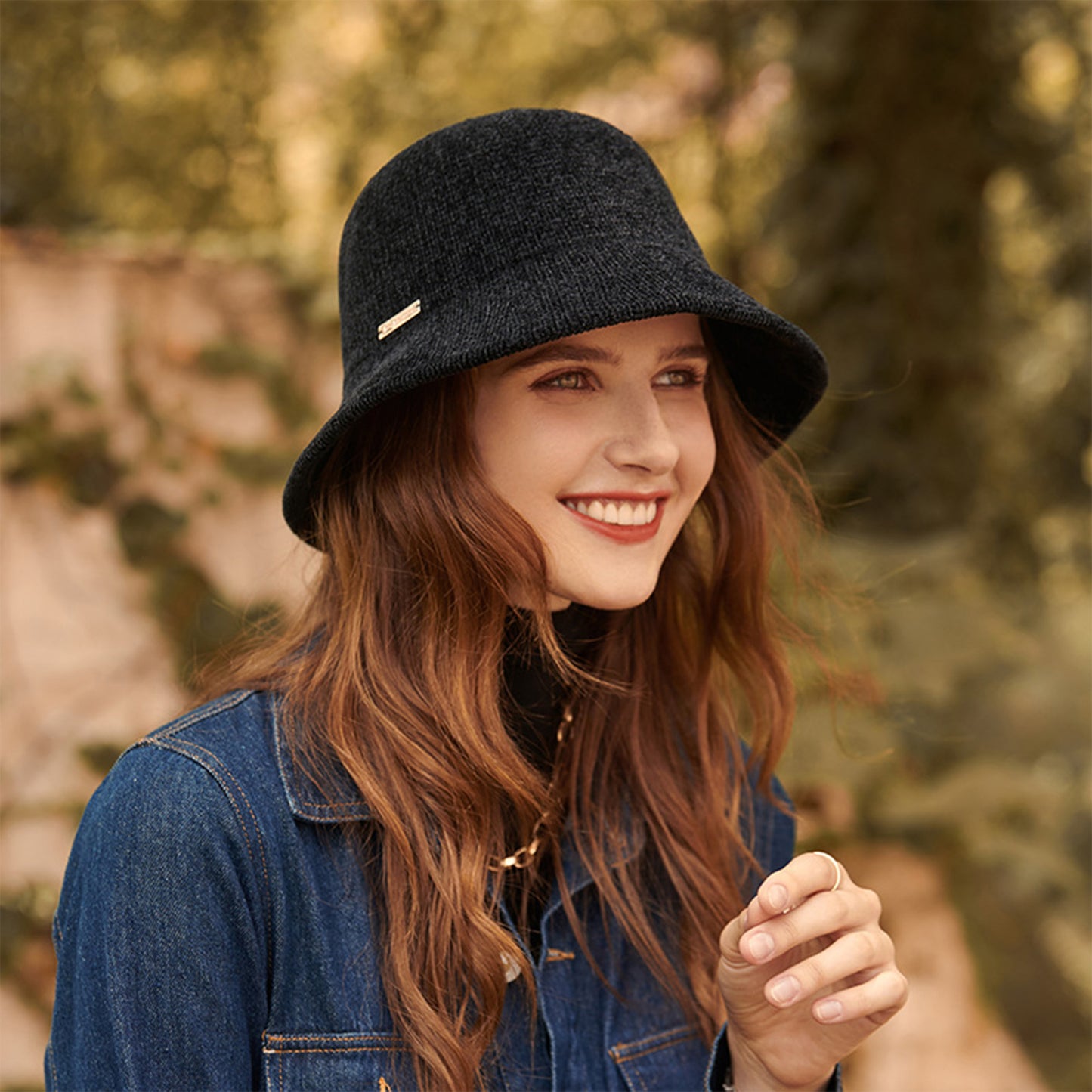 Womens Soft Knit Bucket Hat with Structured Brim