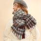 Womens Soft Oversized Plaid Scarf with Fringe Trim for Cold Weather 75¡Á23.6 Inches