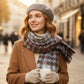Womens Soft Oversized Plaid Scarf with Fringe Trim for Cold Weather 75¡Á23.6 Inches