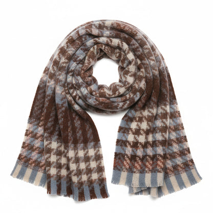 Womens Soft Oversized Plaid Scarf with Fringe Trim for Cold Weather 75¡Á23.6 Inches