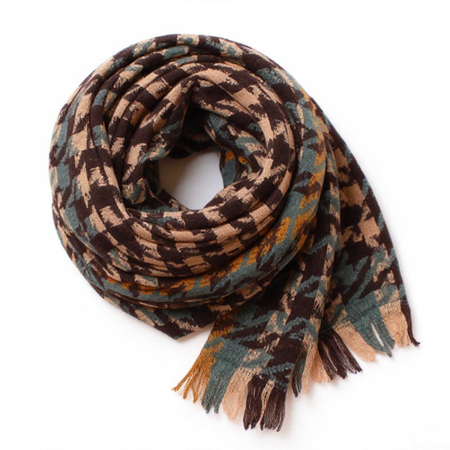 Womens Soft Oversized Plaid Scarf with Fringe Trim for Cold Weather 75¡Á23.6 Inches
