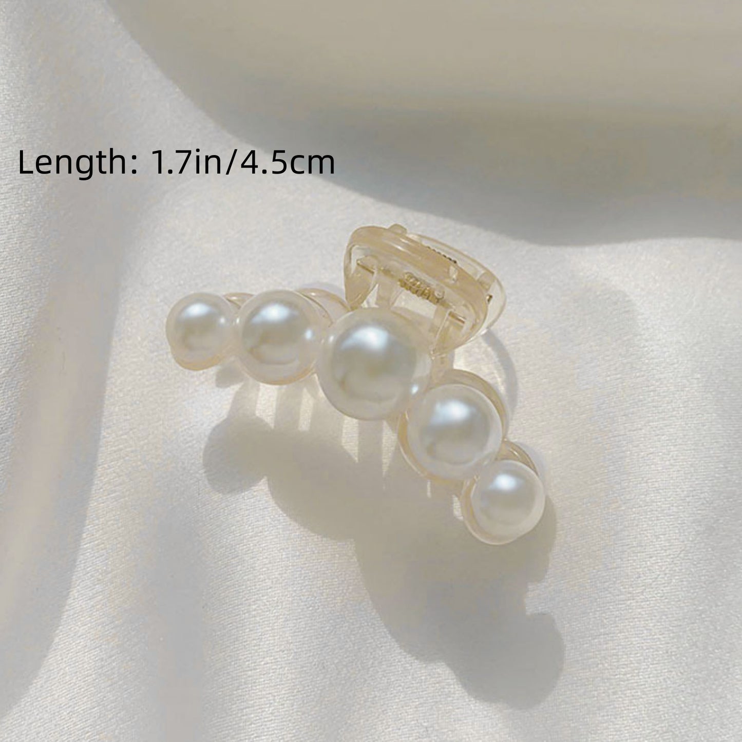 Pearl Detail Hair Claw Clip with Smooth Curved Shape and Secure Spring Hold