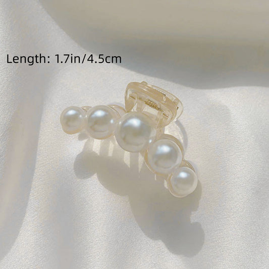 Pearl Detail Hair Claw Clip with Smooth Curved Shape and Secure Spring Hold