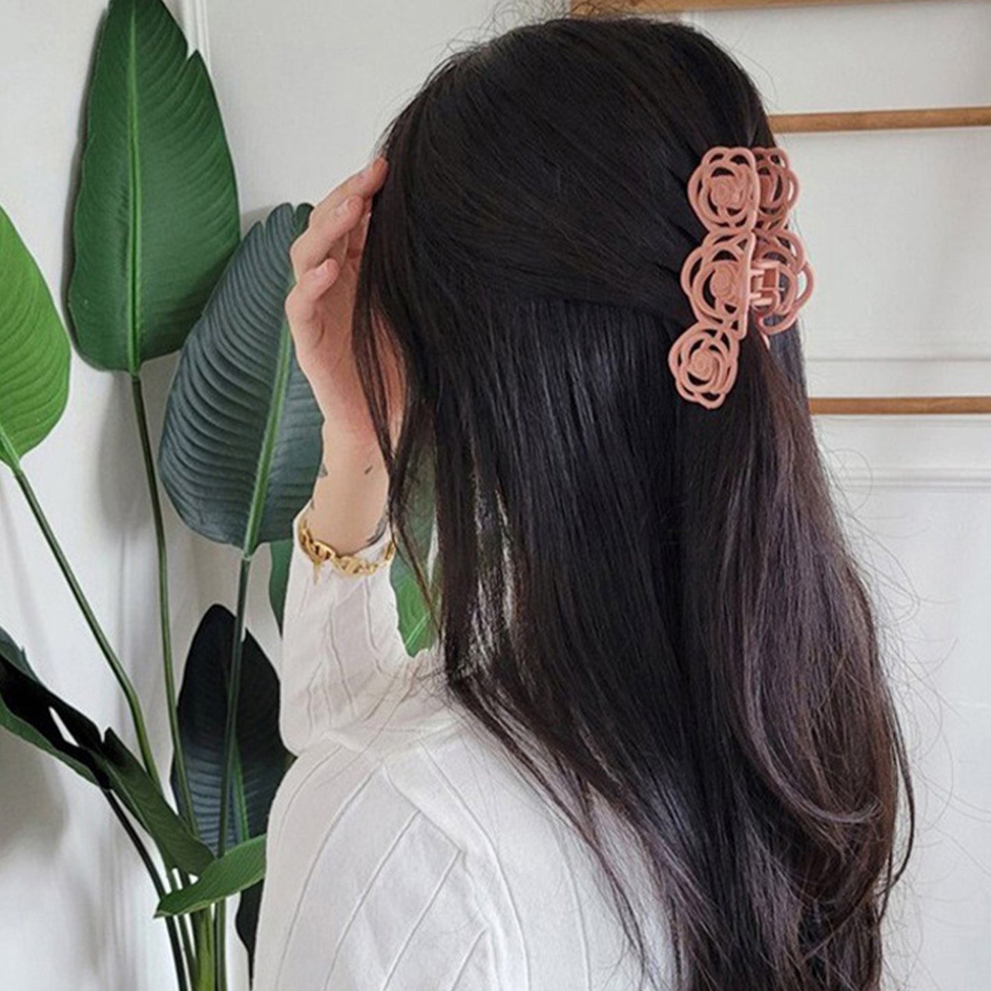Triple Flower Hair Claw Clip with Secure Hold and Decorative Open Design