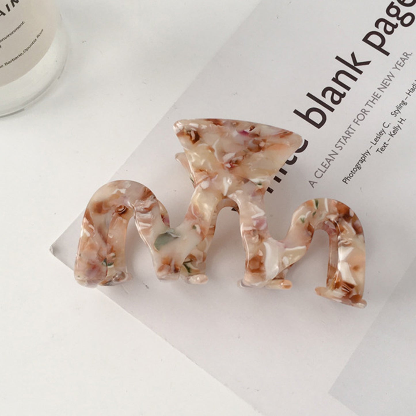 Large Marble Pattern Hair Claw Clip with Strong Hold Lightweight Design