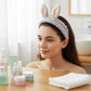 Plush Bunny Ear Headband Set Soft Stretch Wash Headbands Two Pack