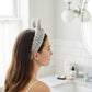 Plush Bunny Ear Headband Set Soft Stretch Wash Headbands Two Pack