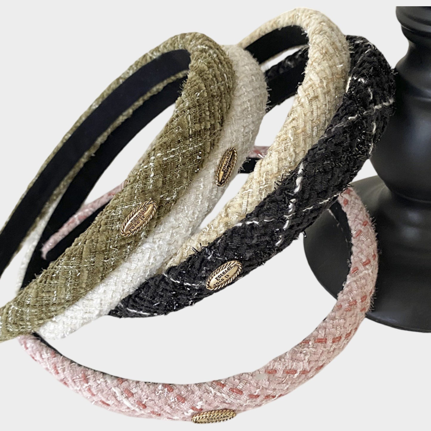 Womens Tweed Fabric Padded Headbands Two Pack Soft Hair Accessories