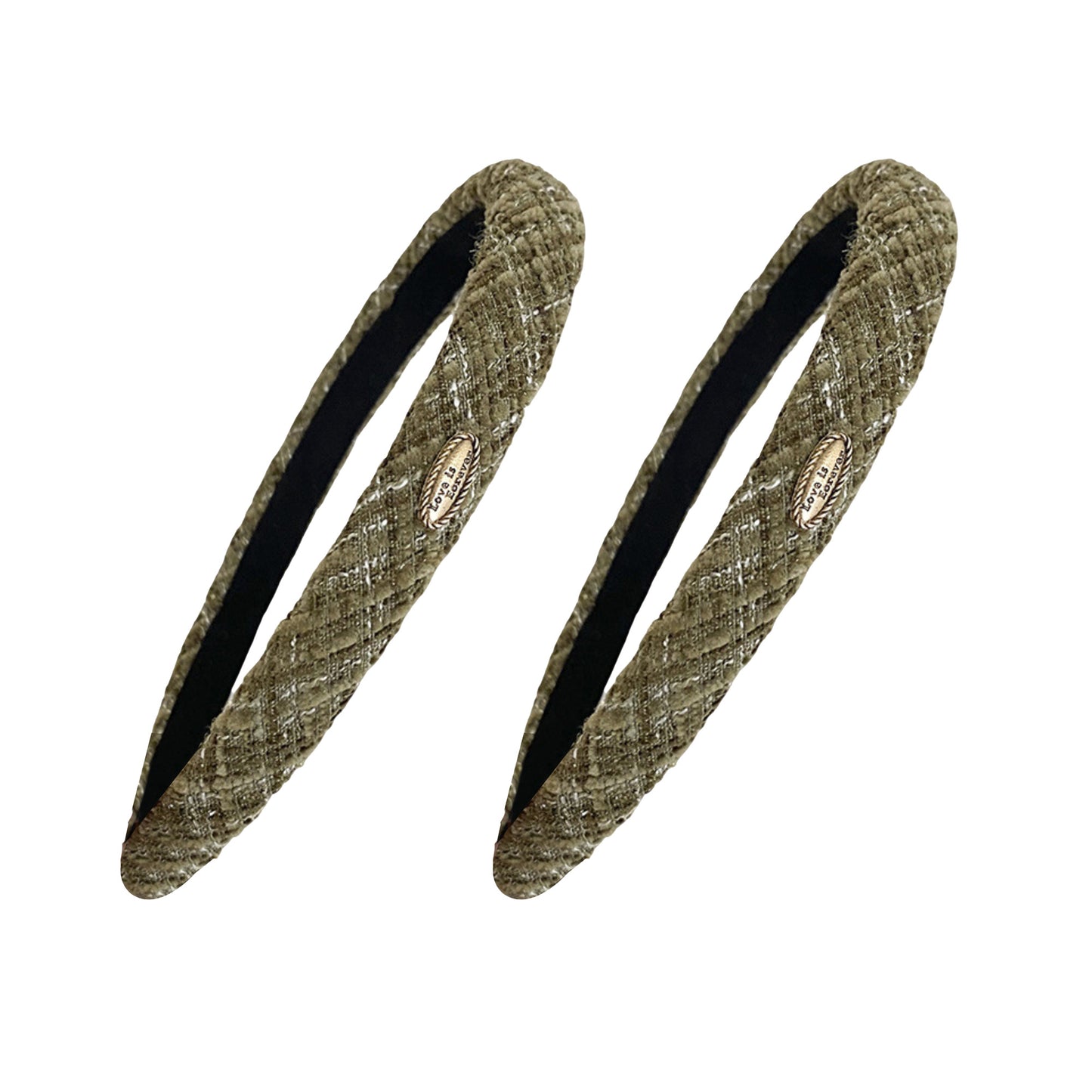 Womens Tweed Fabric Padded Headbands Two Pack Soft Hair Accessories