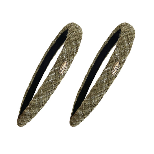 Womens Tweed Fabric Padded Headbands Two Pack Soft Hair Accessories
