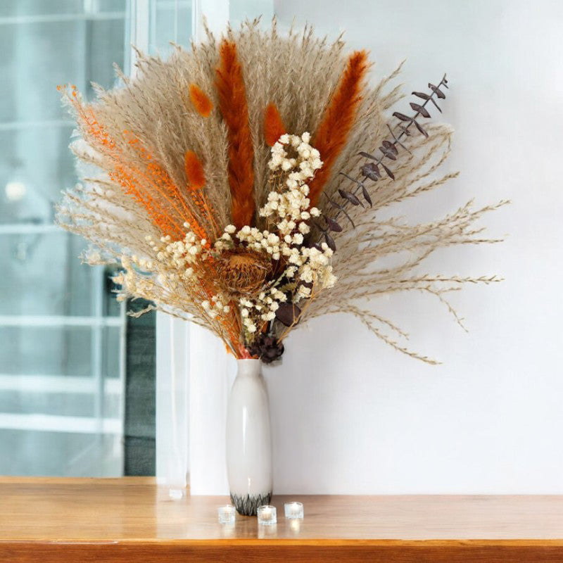 Dried Floral Arrangement with Pampas Grass and Textured Accents