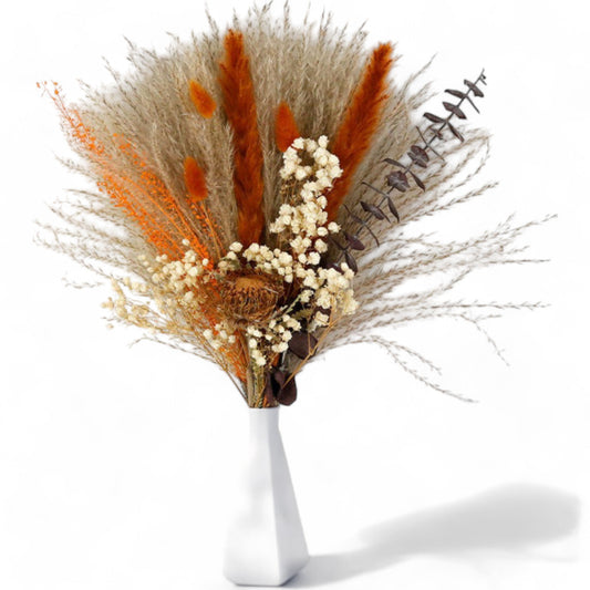 Dried Floral Arrangement with Pampas Grass and Textured Accents