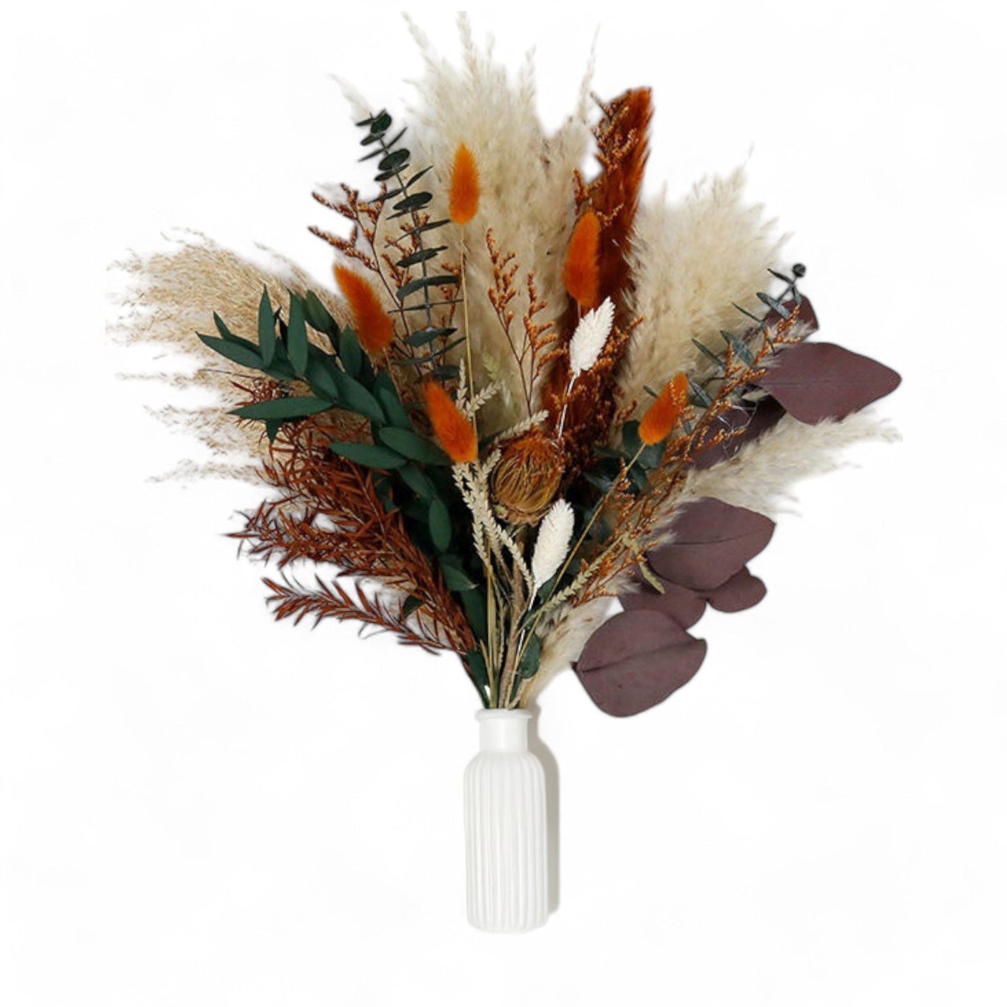 Dried Floral Bouquet with Pampas Grass, Eucalyptus, and Accents