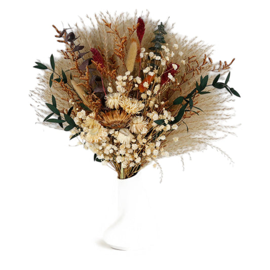 Neutral Dried Floral Arrangement with Pampas Grass and Preserved Leaves