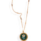Alilang Women's Gold Tone Chain Necklace with Green Enamel Flower Pendant