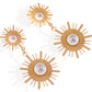 Alilang Women's Gold Tone Sunburst Dangle Earrings with Pearl Accents
