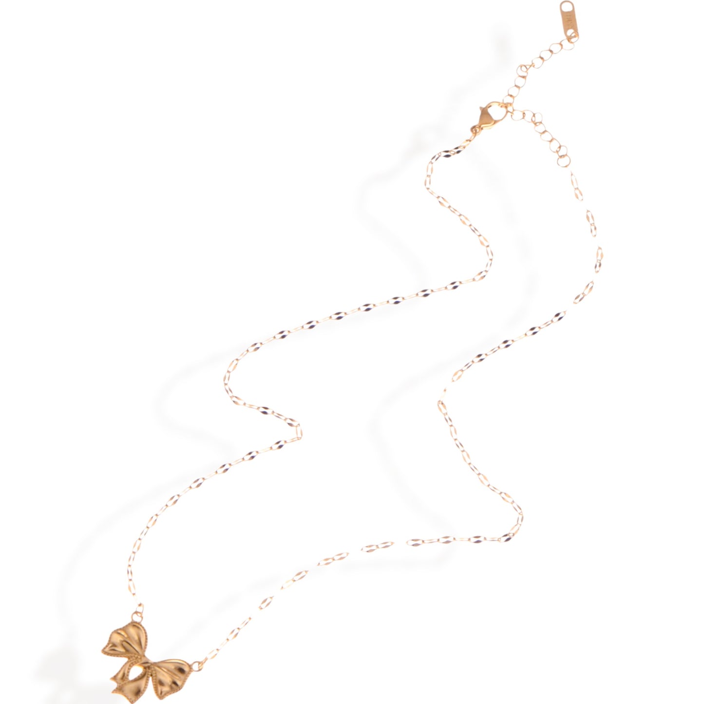 Alilang Women's Gold Tone Bow Pendant Necklace on Delicate Chain