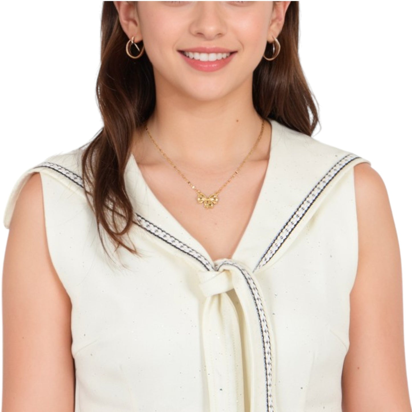 Alilang Women's Gold Tone Bow Pendant Necklace on Delicate Chain