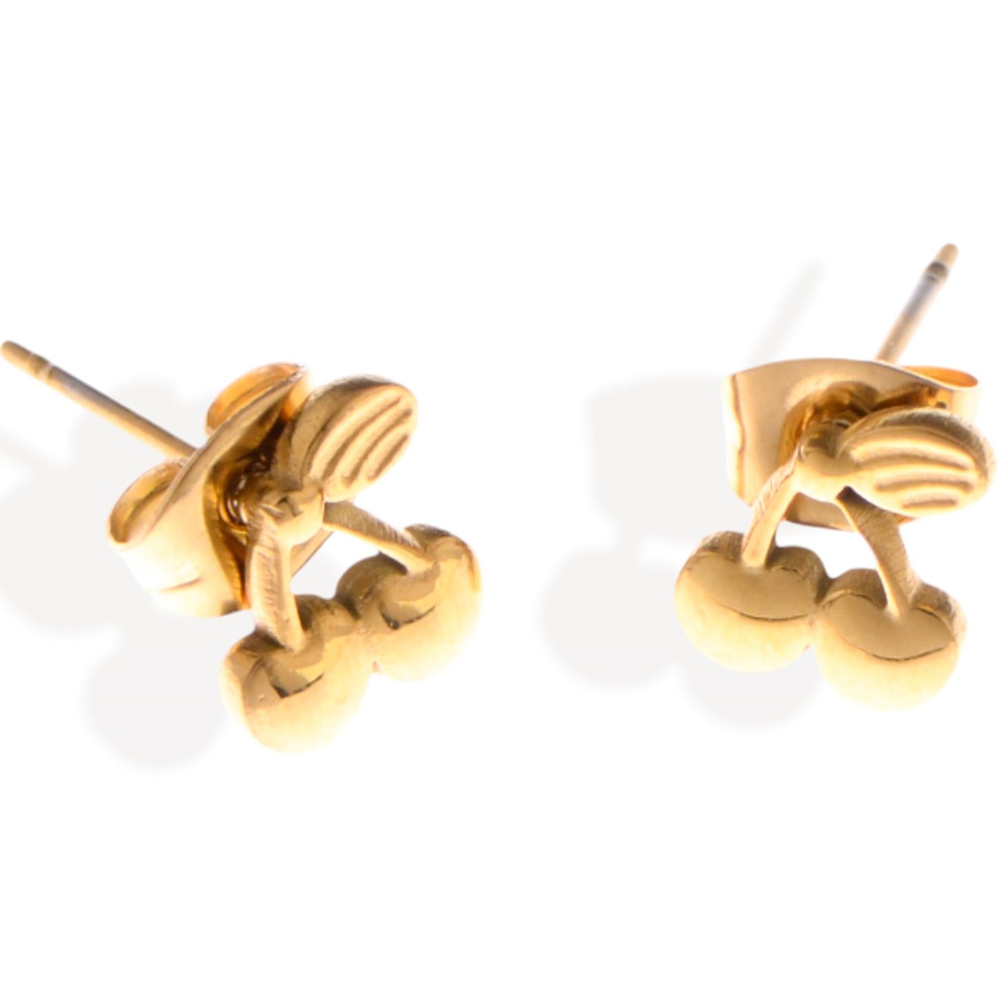 Alilang Women's Gold Tone Cherry Shaped Stud Earrings with Leaf Detail