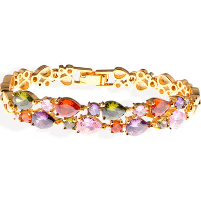 Gold Tone Bracelet with Multi-Colored Gemstone Accents