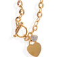 Gold Tone Chain Bracelet with Double Heart Charms and Toggle Clasp