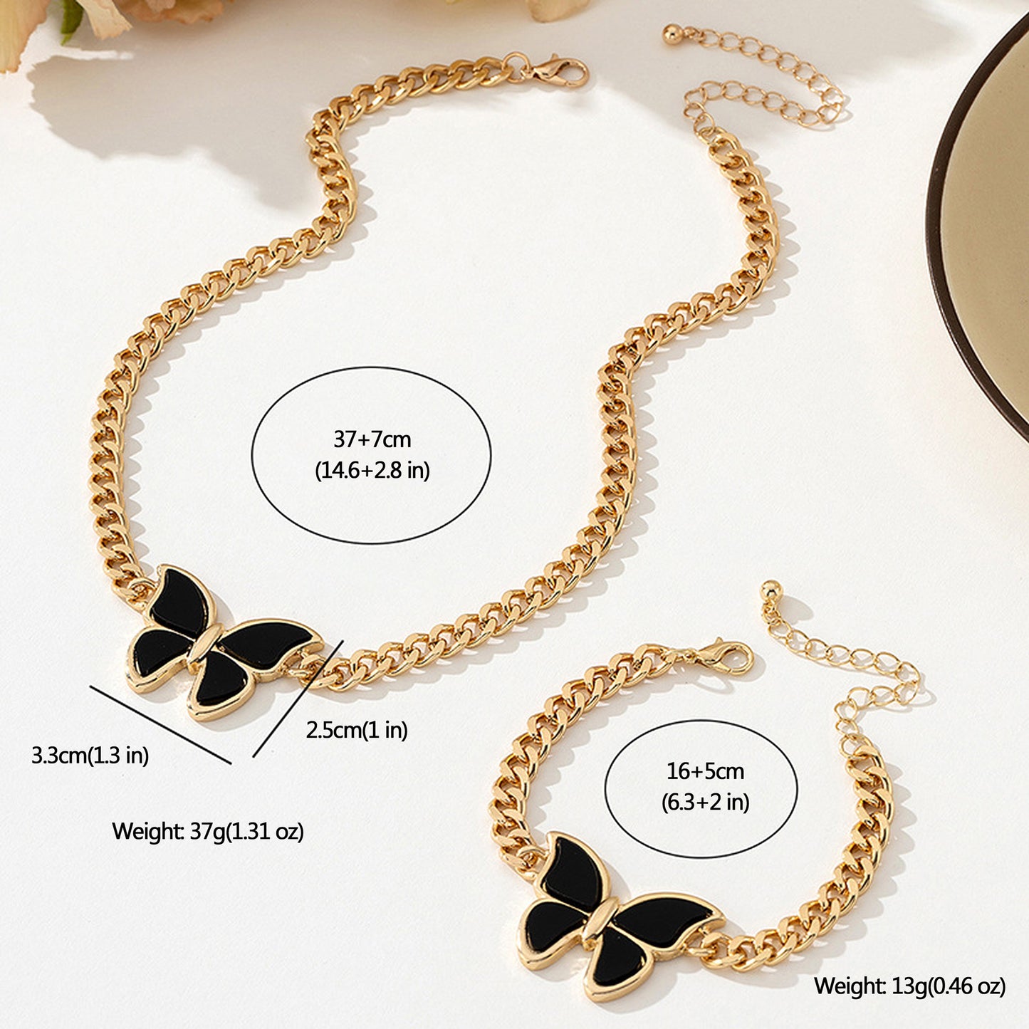 Women's Butterfly Necklace and Bracelet Set