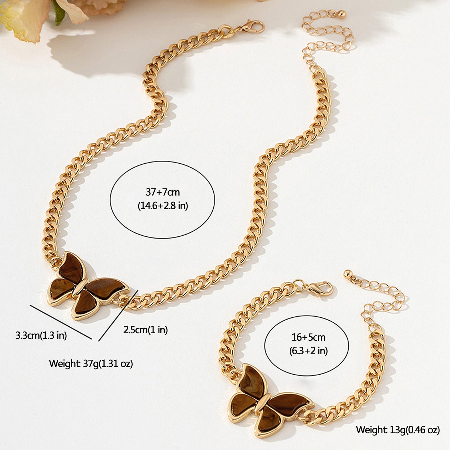 Women's Butterfly Necklace and Bracelet Set