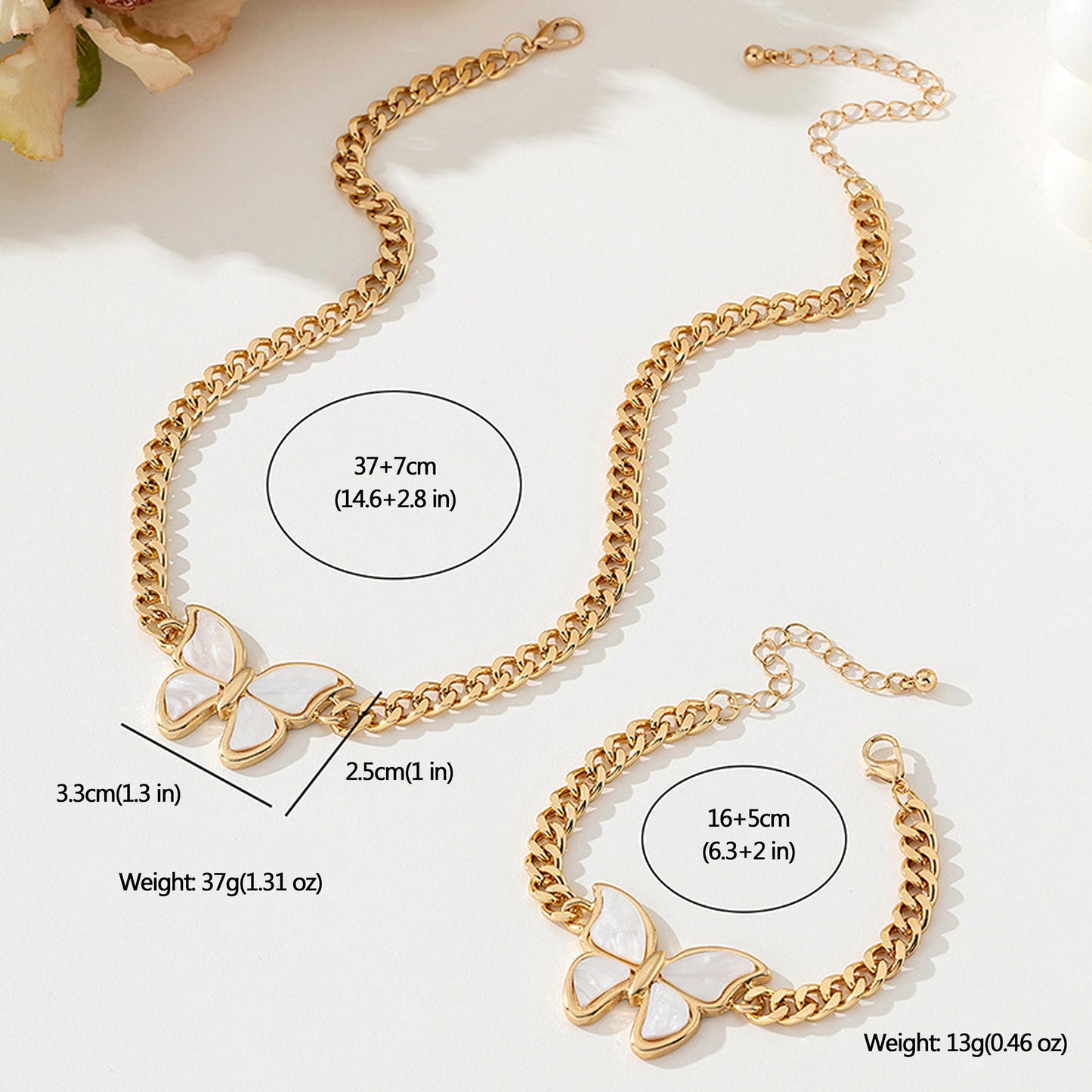 Women's Butterfly Necklace and Bracelet Set