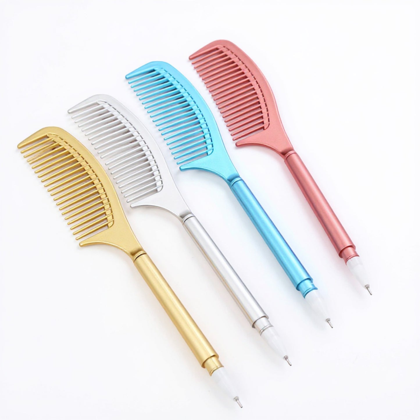 Comb Pen 4-Piece Set with Dual-Use Design and Metallic Finish