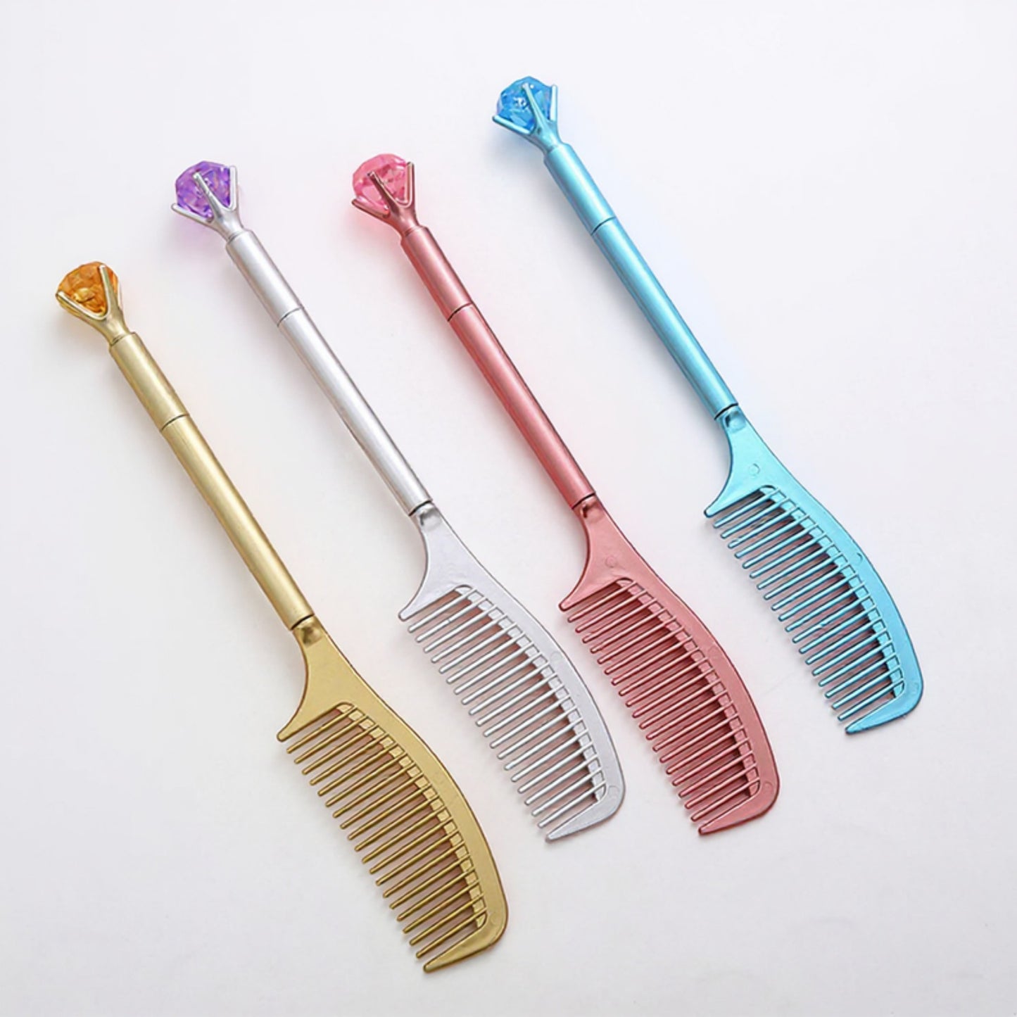 Comb Pen 4-Piece Set with Dual-Use Design and Metallic Finish