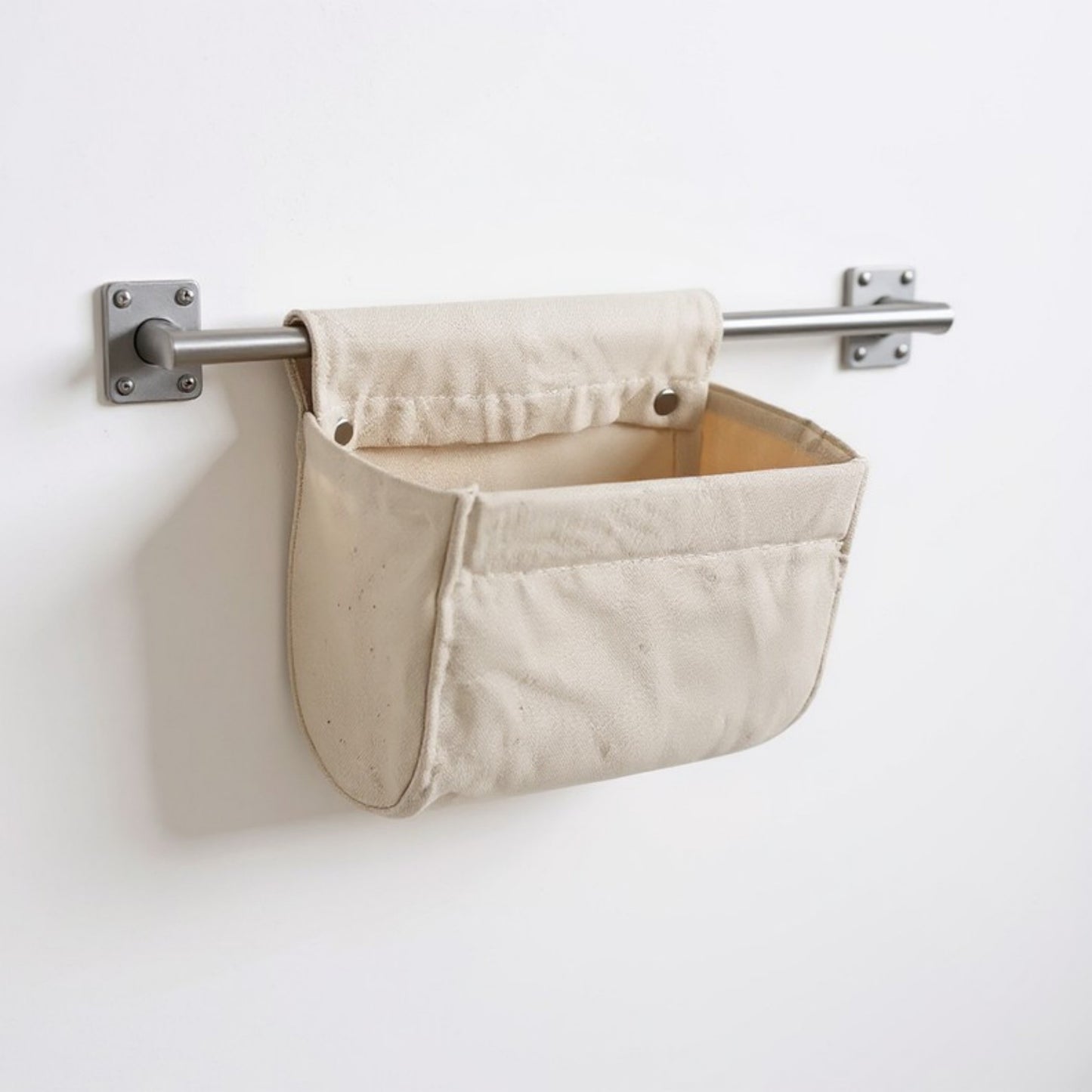 Hanging Wall Storage Basket with Front Pocket and Reinforced Canvas Construction