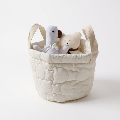 Quilted Fabric Storage Basket with Dual Handles and Soft Padded Design