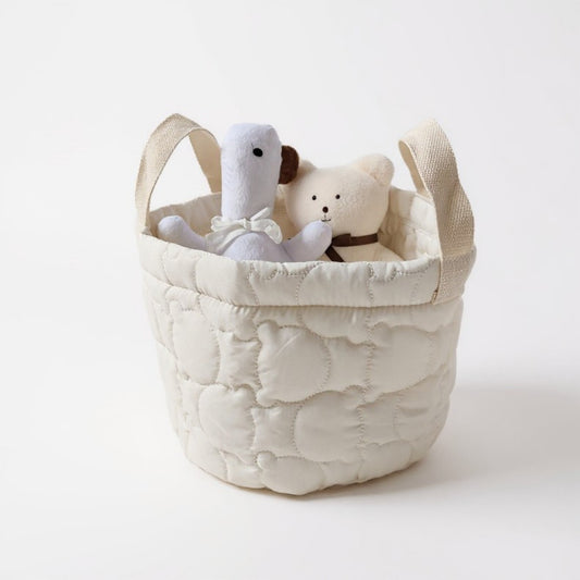 Quilted Fabric Storage Basket with Dual Handles and Soft Padded Design