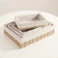 4-Piece Woven Storage Basket Set with Lace Trim and Fabric Lining