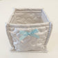 Quilted Storage Basket with Heart Stitching and Bow Accent