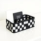 3-Piece Checkerboard Storage Basket Set with Soft Fabric and Modern Geometric Design