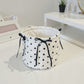 Quilted Polka Dot Storage Basket with Bow Accent and Soft Fabric Design