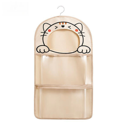 Hanging Cat Design Storage Organizer with Hook and Dual Compartments