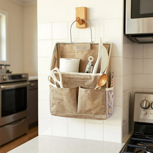 Hanging Wall Organizer with Dual Front Pockets and Mesh Side Compartments