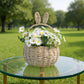 Woven Bunny Ear Basket with Handle and Round Storage Design