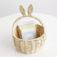 Woven Bunny Ear Basket with Handle and Round Storage Design