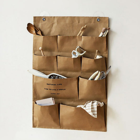 Multi-Pocket Hanging Wall Organizer with Durable Canvas Design