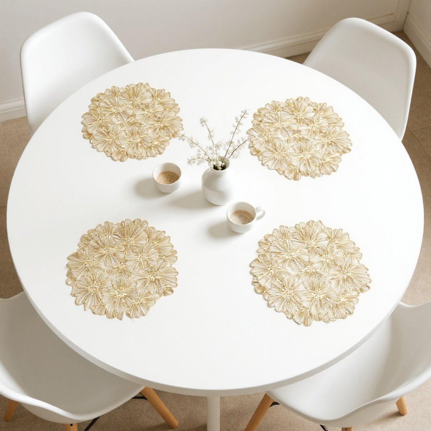 Floral Cutout Round Placemat with Delicate Petal Detailing