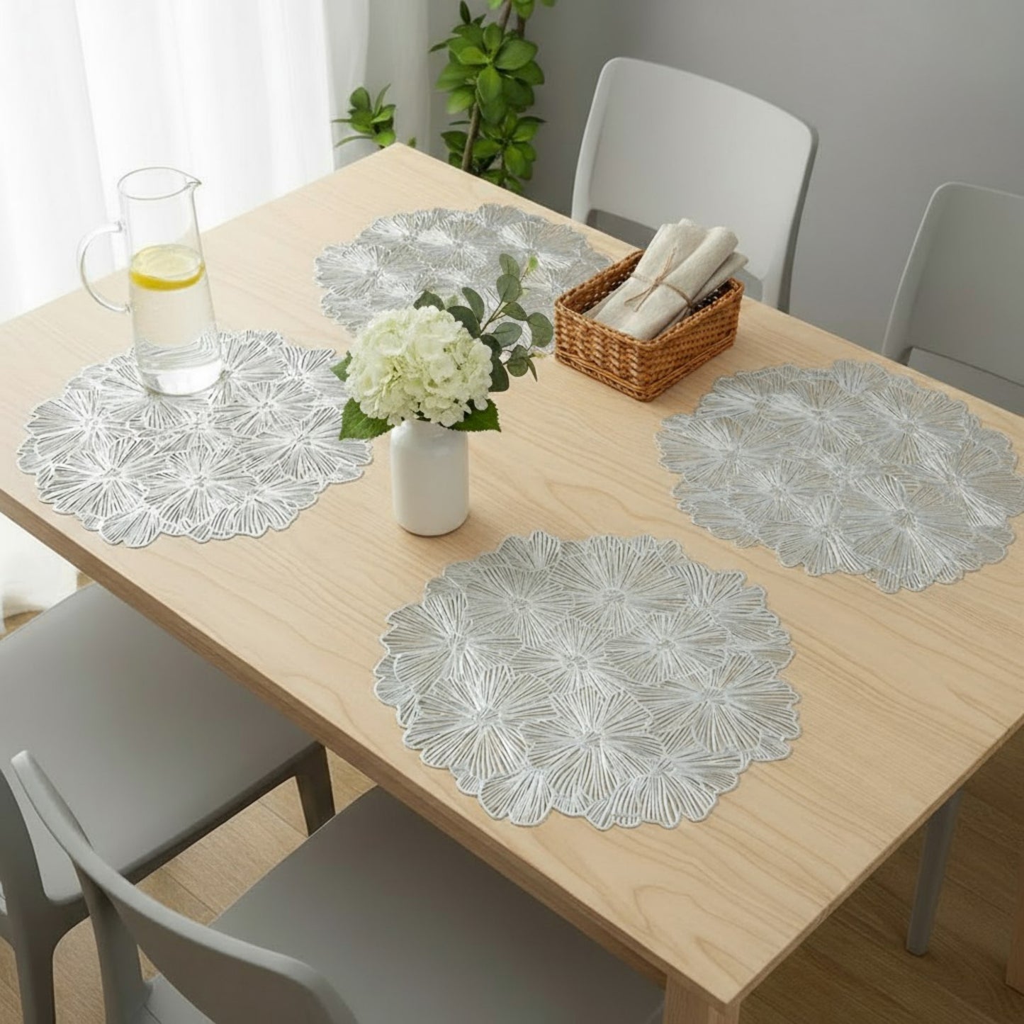 Floral Cutout Round Placemat with Delicate Petal Detailing