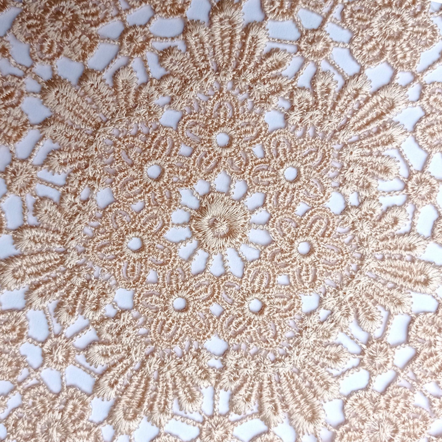 Round Lace Floral Placemat with Intricate Embroidered Detailing