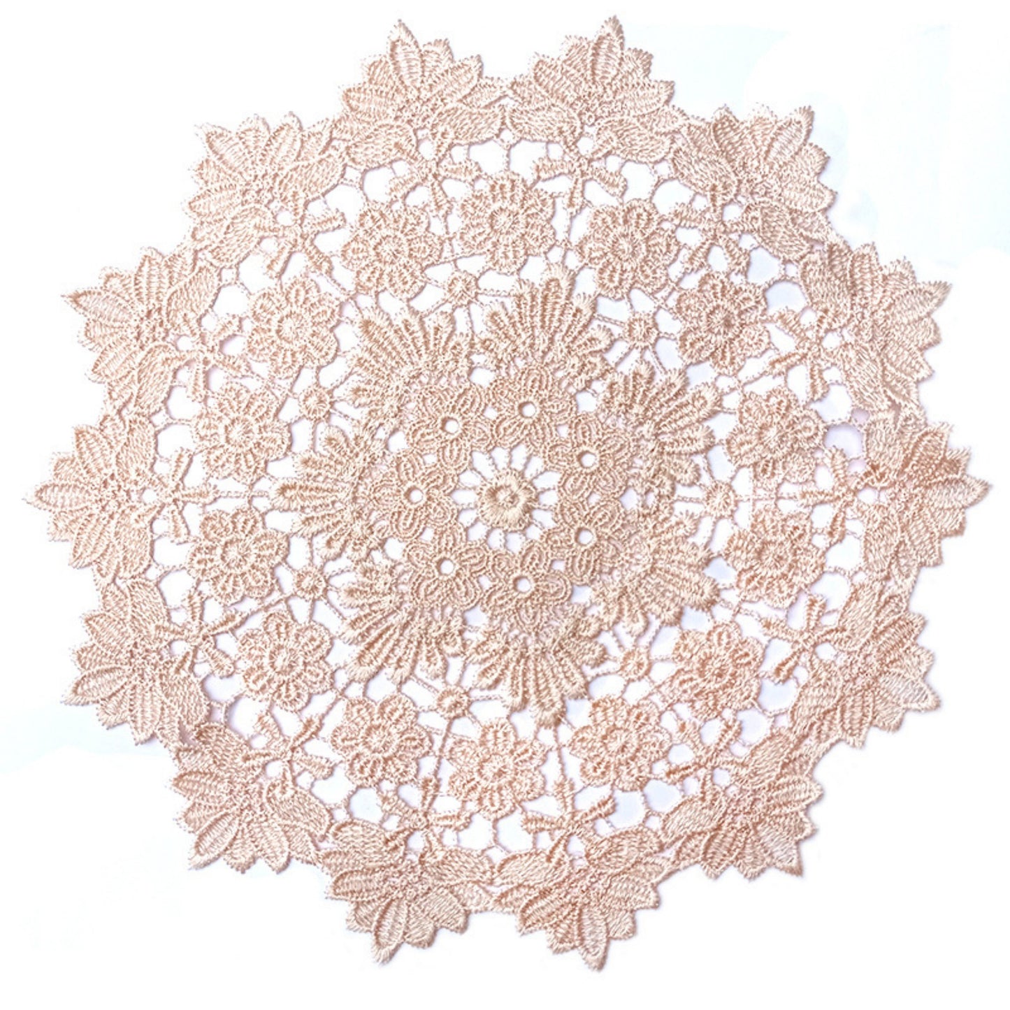 Round Lace Floral Placemat with Intricate Embroidered Detailing