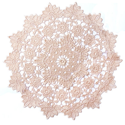 Round Lace Floral Placemat with Intricate Embroidered Detailing