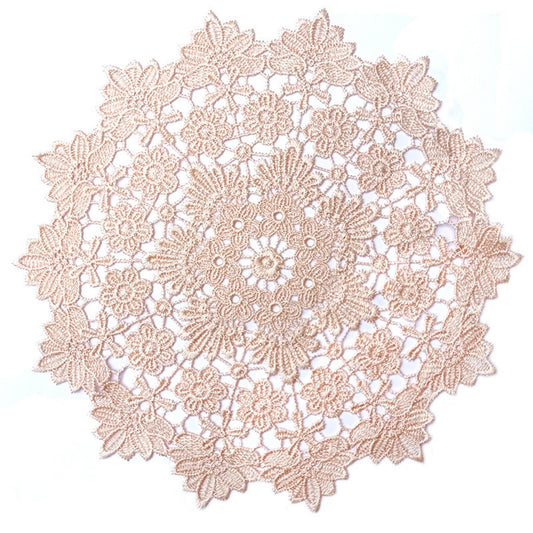 Round Lace Floral Placemat with Intricate Embroidered Detailing
