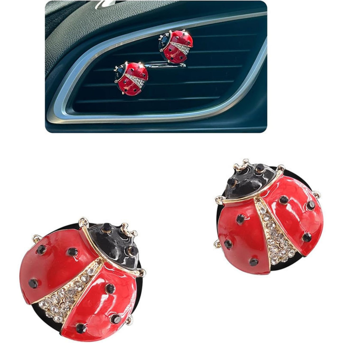 3-Piece Car Air Freshener Clip with Crystal Rhinestone Detailing